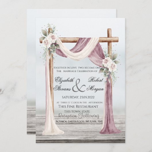 Beach Arbor Wedding Invitation Kaart (Voorkant / Achterkant)