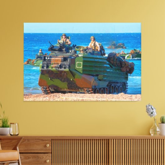 BEACH ARMOR - Amphibious vehicle 40x60 Canvas Afdruk (Insitu (Woonkamer))