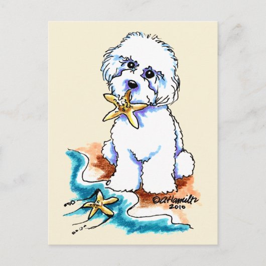 Beach Babe Bichon Frise Briefkaart (Voorkant)