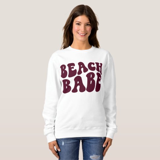 Beach Babe Burgundy Matching Bachelorette Party Trui (Voorkant volledig)