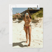 Beach babe met camera briefkaart (Voorkant / Achterkant)