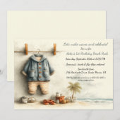 Beach Baby Bash - 1e verjaardagsfeestje Kaart (Voorkant / Achterkant)