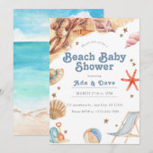 Beach Baby Boy Baby shower Invitation Aquarelle (Devant / Derrière)