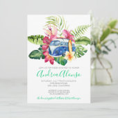 Beach Baby Boy Baby shower tropical Invitation (Debout devant)