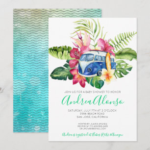 Beach Baby Boy Tropisch Baby shower Uitnodiging
