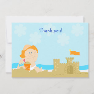 Beach Baby Oranje Neutrale Platkaart Opmerking: Notitiekaartje