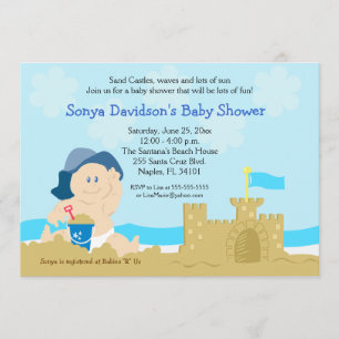 Beach Baby Sand Castle Baby shower 5x7 Kaart