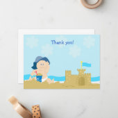 Beach Baby Sand Castle Carte à plat Merci note (Devant/Arrière en situation)