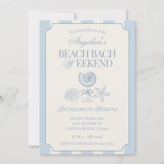 Beach Bach Weekend Bachelorette Itinerary and  Kaart (Voorkant)