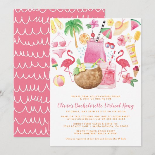 Beach Bachelorette Party Kaart (Voorkant / Achterkant)