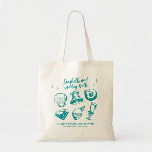 Beach Bachelorette Party Seashells Trouwbellen Tote Bag (Voorkant)