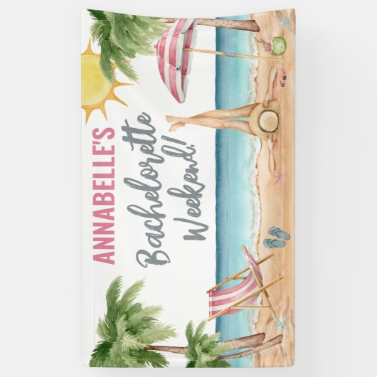 Beach Bachelorette Party Spandoek (Verticaal)