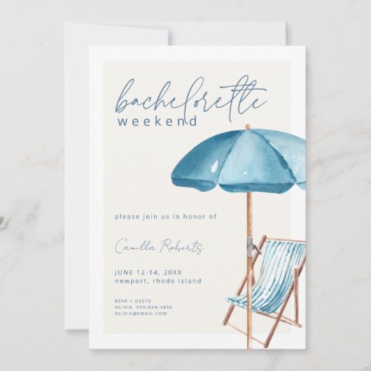 Beach Bachelorette Party Weekend Invitation Kaart (Voorkant)