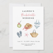 Beach Bachelorette weekend Uitnodiging voor reisro (Voorkant)