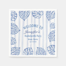 Beach BACHELORETTE Whimsical Blue palm leaves Servet