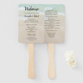 Beach Background Fan Wedding Programs Welcome Handwaaier