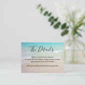 Beach Background Wedding Details Enclosure Kaart (Staand voorkant)