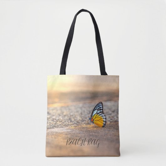 BEACH BAG - Butterfly on zand Draagtas (Voorkant)