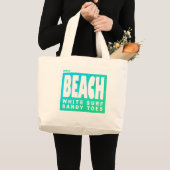 Beach Bag | Gepersonaliseerd wit Surf Sandy Toes Grote Tote Bag (Voorkant (product))