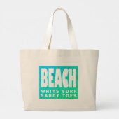 Beach Bag | Gepersonaliseerd wit Surf Sandy Toes Grote Tote Bag (Achterkant)