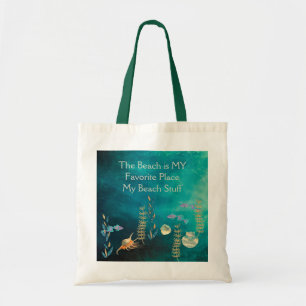 Beach Bag Green Zee Colors & Shells Tote Bag