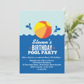 Beach Ball - Beach thema Birthday Party Invitation Kaart (Staand voorkant)