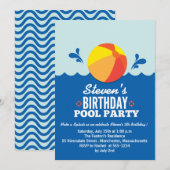 Beach Ball - Beach thema Birthday Party Invitation Kaart (Voorkant / Achterkant)