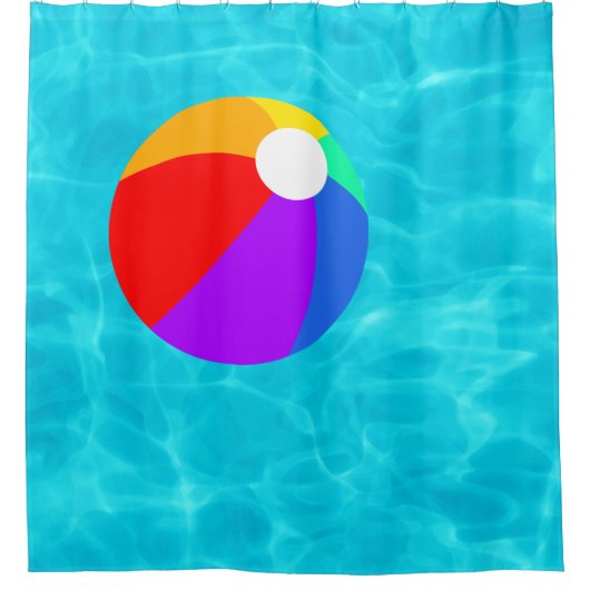 Beach Ball in Pool. Douchegordijn (Voorkant)