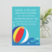 Beach Ball Natation Anniversaire Fête Invitation (Debout devant)