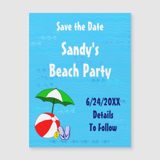 Beach Ball Party Save the Date Magnetic Kaart (Voorkant)
