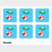 Beach Ball Pool Paraplu Blue Waves Sticker (Vel)