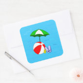 Beach Ball Pool Paraplu Blue Waves Sticker (Envelop)