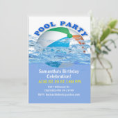 Beach Ball Pool Party Birthday Invitation Kaart (Staand voorkant)