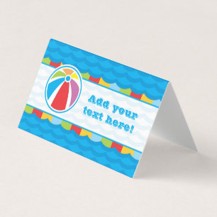 Beach Ball Pool Party Voedsel Tafeltent Kaart Visitekaartjes
