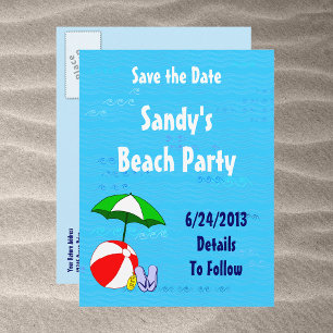Beach Ball Pool Toys Save the Date Briefkaart