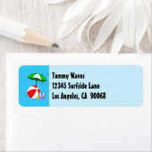 Beach Ball Pool Umbrella Custom Address Label (Insitu)