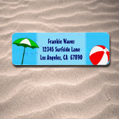 Beach Ball Pool Umbrella Custom Address Label