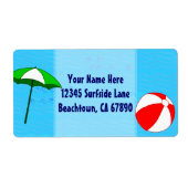Beach Ball Pool Umbrella Custom Shipping Label (Voorkant)