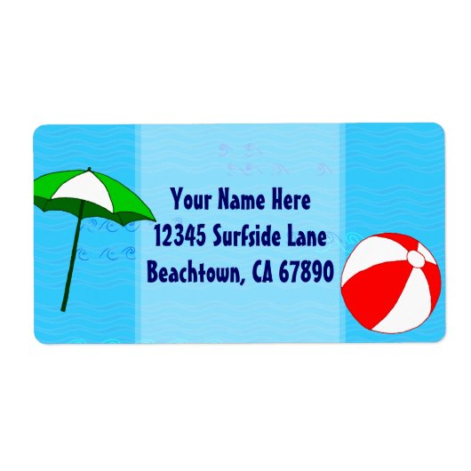Beach Ball Pool Umbrella Custom Shipping Label (Voorkant)