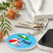 Beach Ball Pool Umbrella Custom Sleutelhanger (Voorkant Rechts)