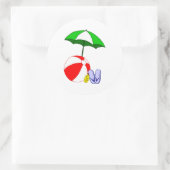 Beach Ball Pool Umbrella Sjabloon Ronde Sticker (Tas)