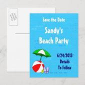 Beach Ball Save the Date Briefkaart (Voorkant / Achterkant)