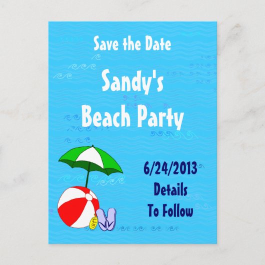 Beach Ball Save the Date Briefkaart (Voorkant)
