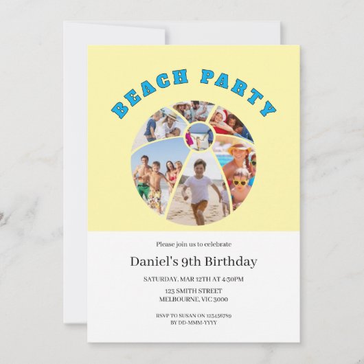 Beach Ball Shape Photos Beach Party Kaart (Voorkant)