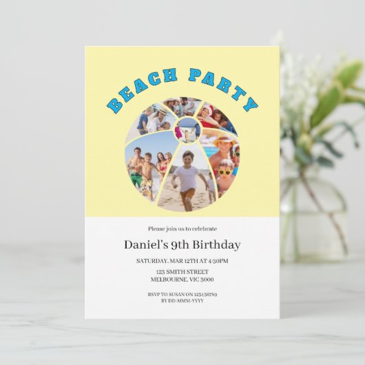 Beach Ball Shape Photos Beach Party Kaart (Staand voorkant)