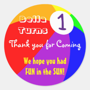 Beach Ball Verjaardag Stickers