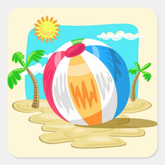 Beach Ball Vierkante Sticker (Voorkant)
