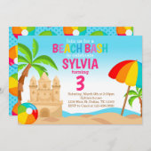 Beach Bash Invitation de fête d'anniversaire (Devant / Derrière)