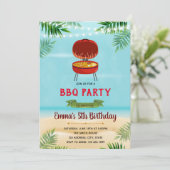 Beach bbq party-uitnodiging kaart (Staand voorkant)