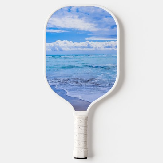 Beach Beauful Blue Sky Clouds Monogramed Pickleball Paddle (Achterkant)